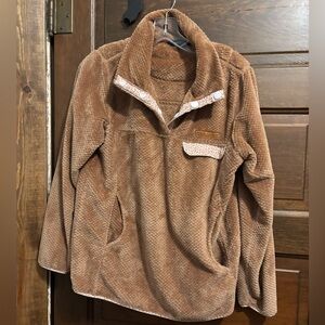 Simply Southern Cozy Brown Plush Pullover with Snap Collar